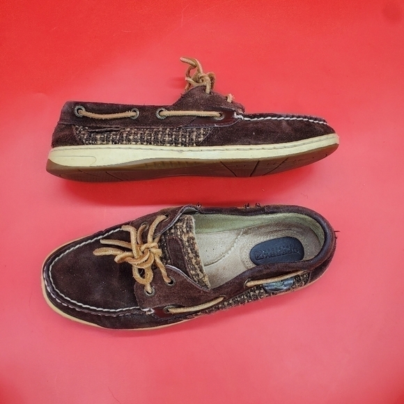 Sperry Top Siders Womens 7.5 Dark Brown Leather Boat Shoes - Picture 11 of 14